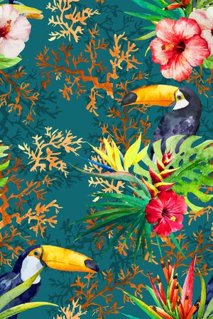 热带风情印花华亿平台图片