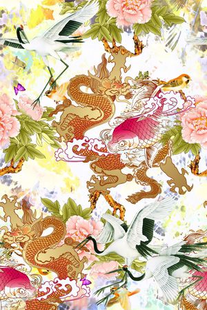 鲤鱼印花华亿平台图片