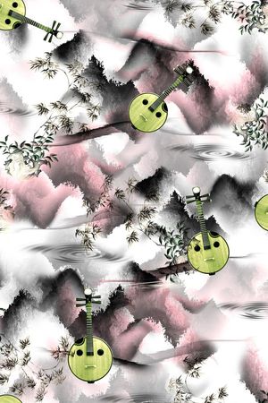 水墨印花华亿平台图片