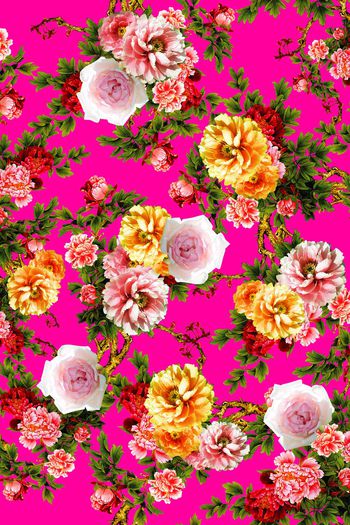 牡丹印花华亿平台图片