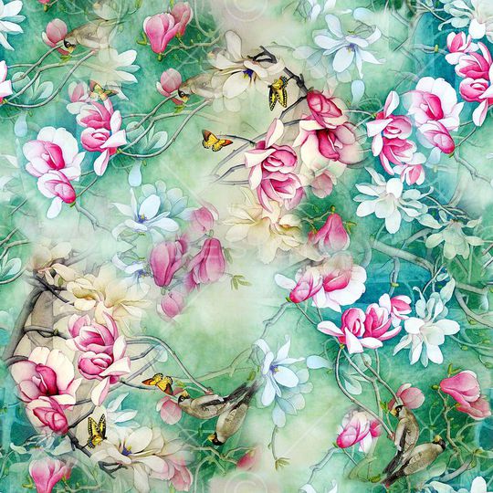 中国风 国画 工笔画印花华亿平台图片