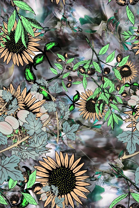 向日葵印花华亿平台图片