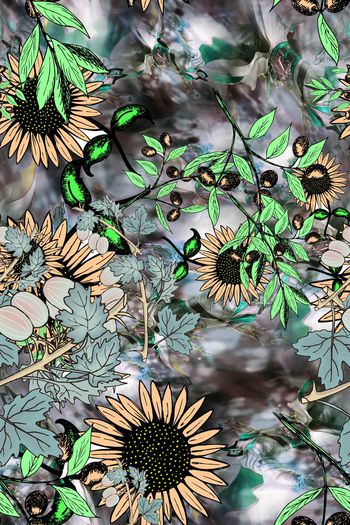 向日葵印花华亿平台图片