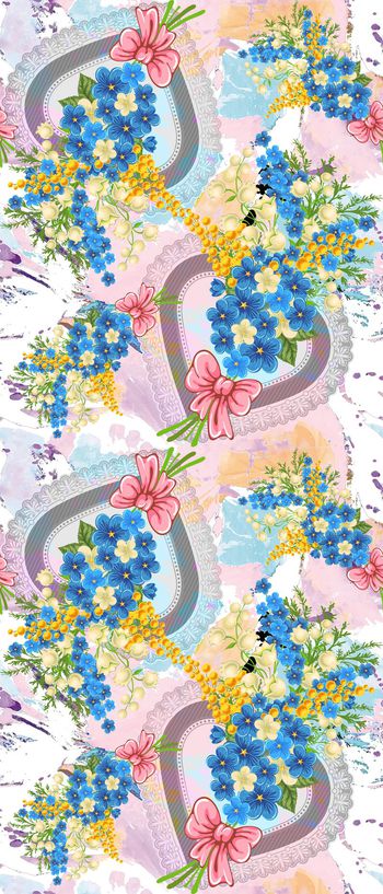 520380-欧美流行时尚手绘心形蝴蝶结花束可爱