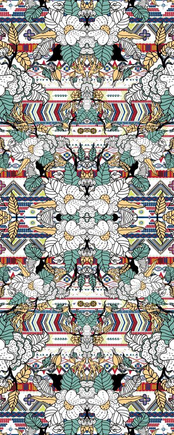 520907-欧美流行时尚民族风对称花系列01 