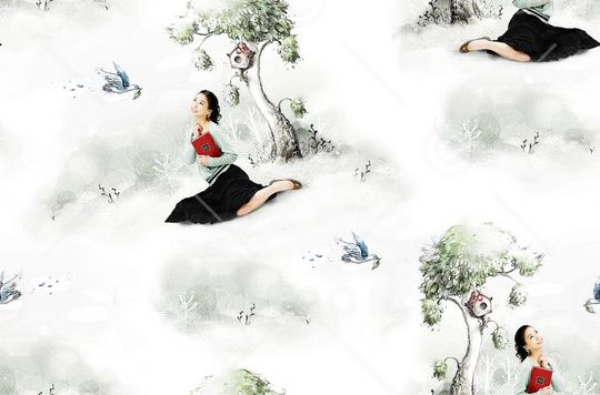 人物少女印花华亿平台图片