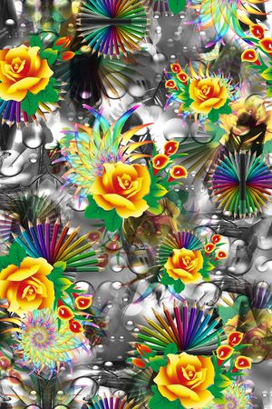 流行时尚多层幻彩珠宝花印花华亿平台图片