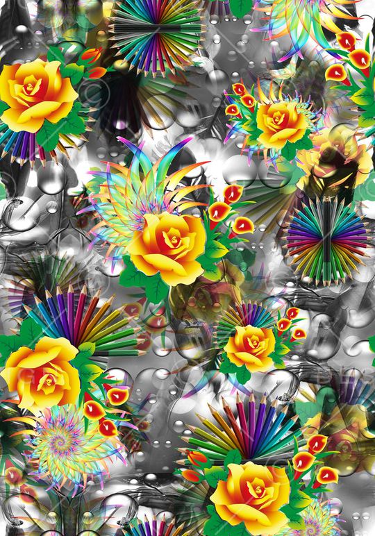 流行时尚多层幻彩珠宝花印花华亿平台图片