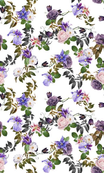 521090-蓝花  百合  树叶