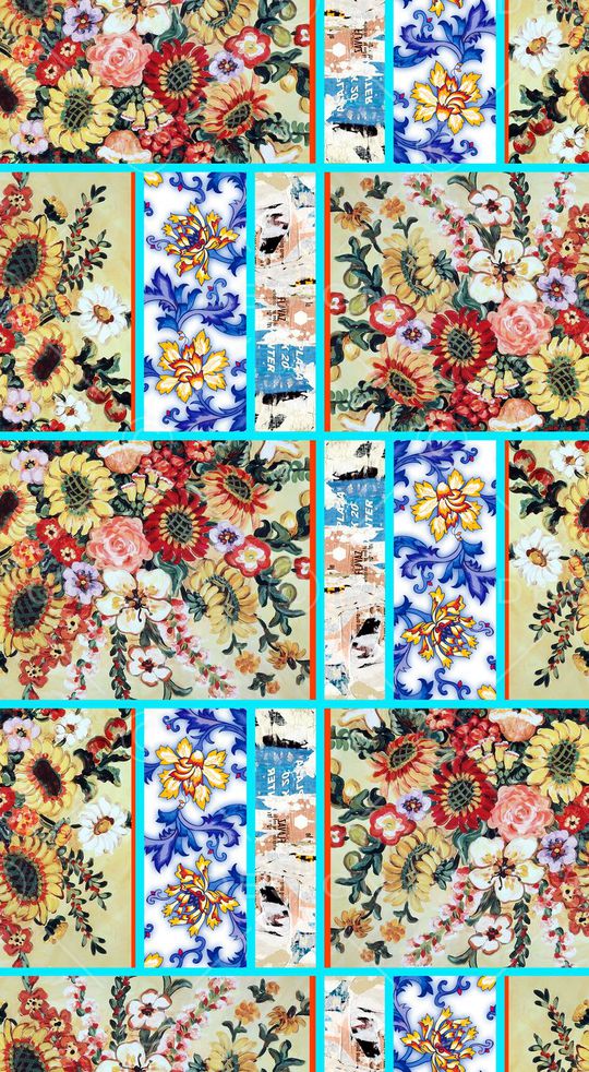 拼接花卉印花华亿平台图片