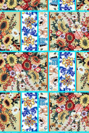 拼接花卉印花华亿平台图片