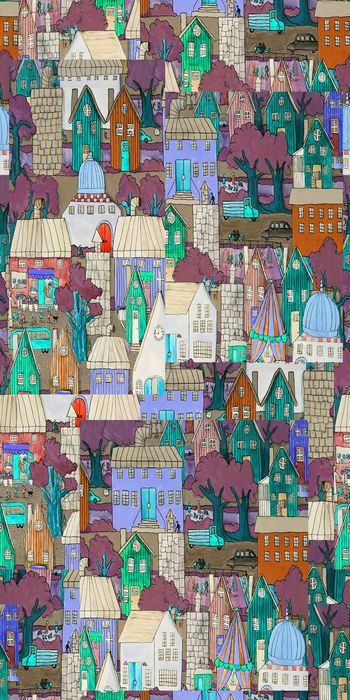 521482-欧美流行时尚民族风卡通房子 女装连