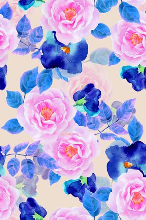 水彩画印花华亿平台图片