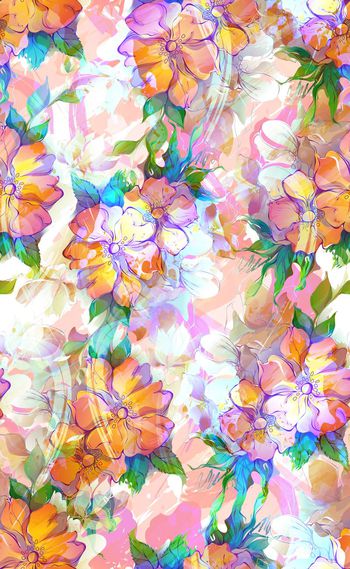 521638-欧美流行时尚梦幻橙色花 女装连衣裙