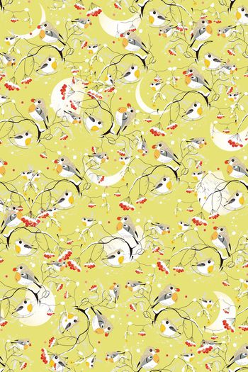 521943-清新 可爱 小鸟 花卉雪景  儿童