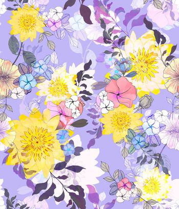 522072-水墨手绘风格光影花卉组合女装衬衣内