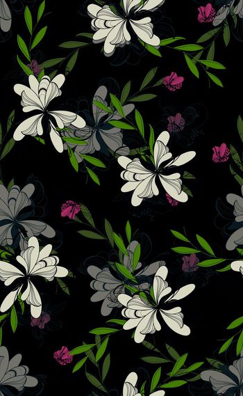 522129-欧美流行时尚线描花卉 女装连衣裙