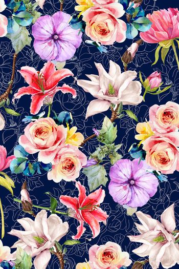 522399-清爽 水彩 手绘 花卉 草图 花卉