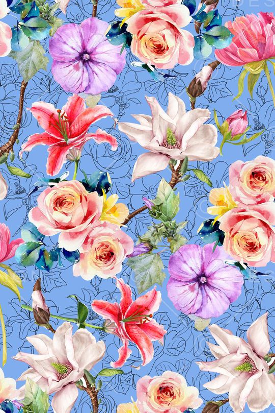 清爽手绘印花华亿平台图片