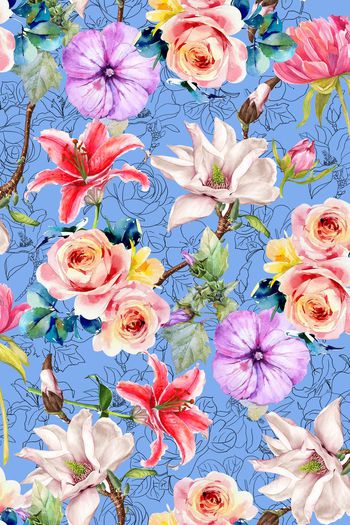 522400-清爽 水彩 手绘 花卉 草图 花卉