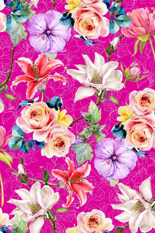 花卉  手绘 线描印花华亿平台图片