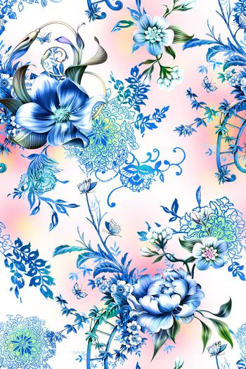 522457-中国风青花瓷花卉卷草