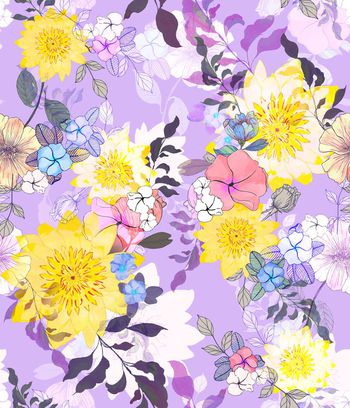 522507-水墨手绘风格光影花卉组合女装衬衣内