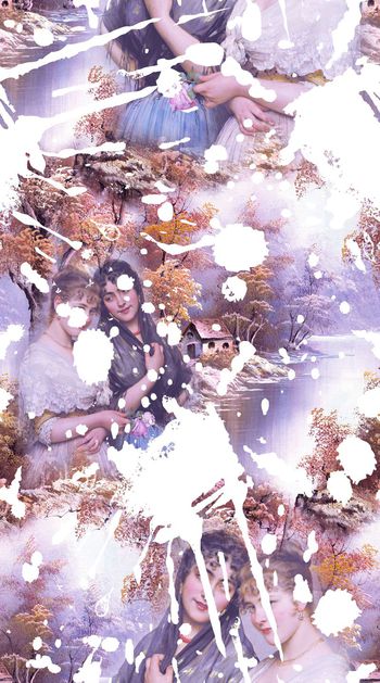 522531-欧美流行时尚手绘民族风油画风景人物