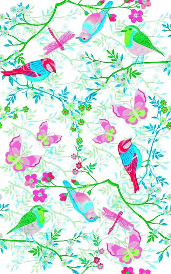 522544-水彩花卉 鸟