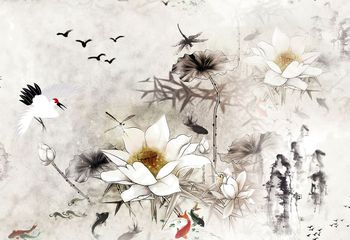 风景颜料画印花华亿平台图片