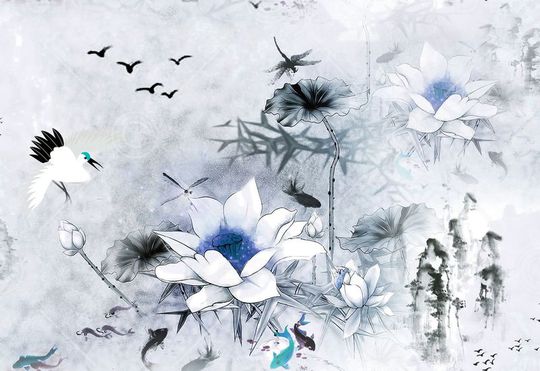 风景颜料画印花华亿平台图片