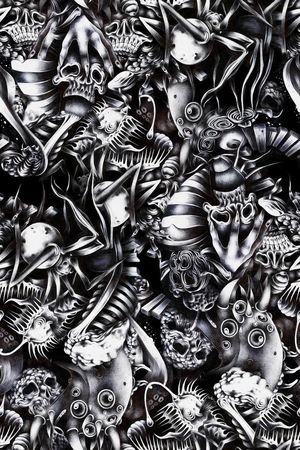 休闲时尚  手绘 抽象 金属  复古印花华亿平台图片