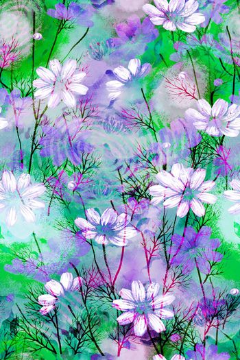 522781-时尚 水彩 肌理 波纹 花卉 炫彩