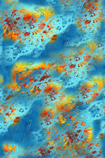 522831-牛仔纹 菊花面料华亿平台 