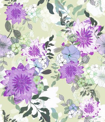 522944-水墨手绘风格光影花卉组合女装衬衣内