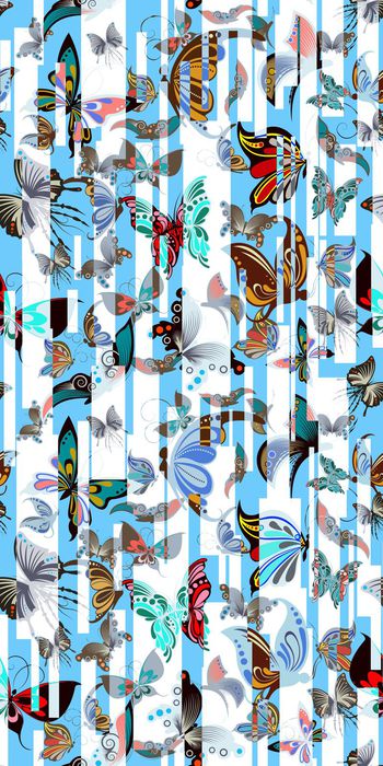 523063-欧美流行时尚竖纹蝴蝶花 女装连衣裙