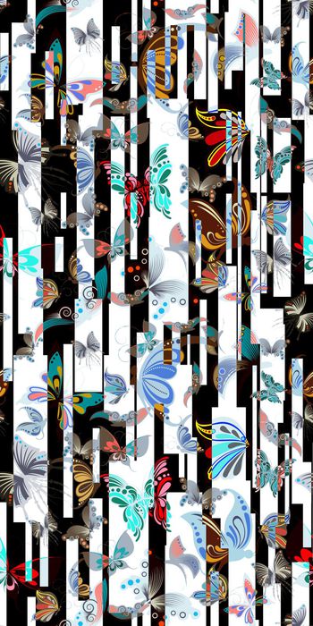 523064-欧美流行时尚竖纹蝴蝶花 女装连衣裙