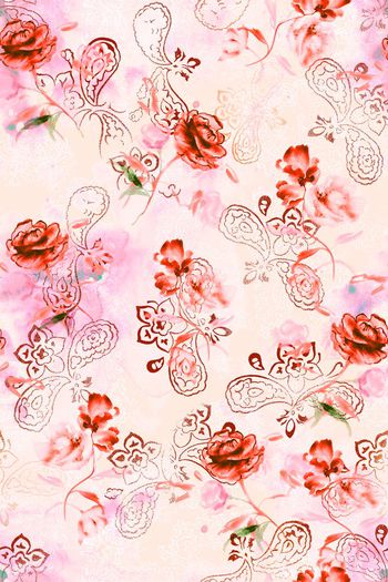 523067-时尚 手绘 休闲 淡雅 水彩 花纹