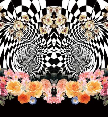 523216-原创大牌花卉 几何 方格 流光曲线