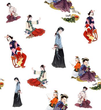 古代女子印花华亿平台图片