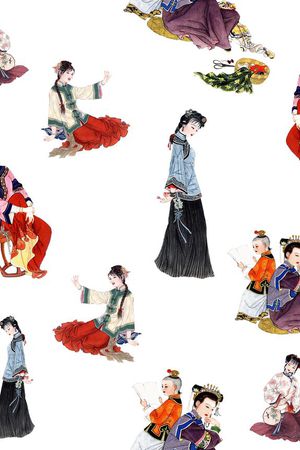 古代女子印花华亿平台图片