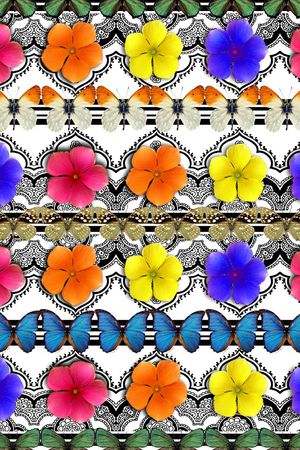 几何蕾丝3D花卉蝴蝶定位印花华亿平台图片