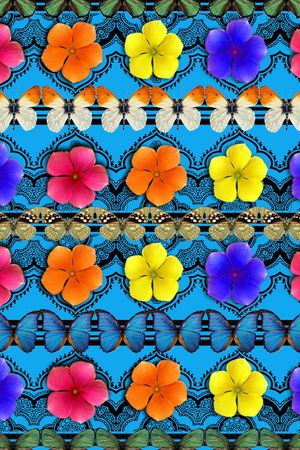 几何蕾丝3D花卉蝴蝶定位印花华亿平台图片