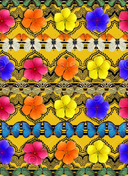 几何蕾丝3D花卉蝴蝶定位印花华亿平台图片