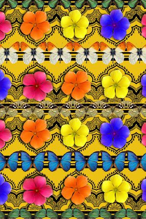 几何蕾丝3D花卉蝴蝶定位印花华亿平台图片