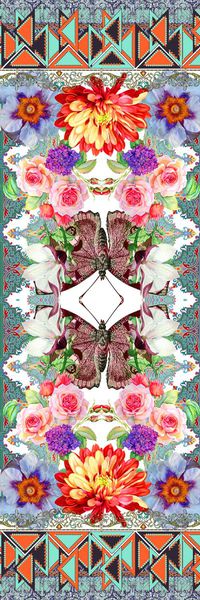 几何线条手绘立体双边定位花卉印花华亿平台图片