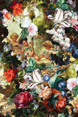 欧式时尚油画数码花卉印花华亿平台图片