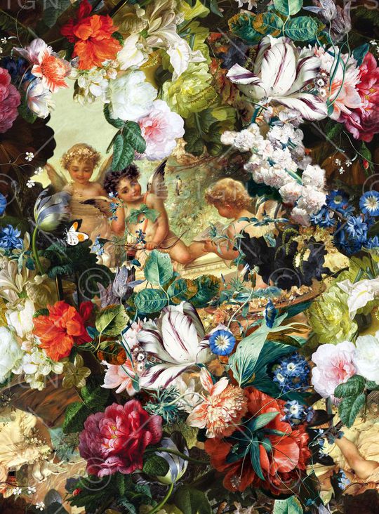 欧式时尚油画数码花卉印花华亿平台图片