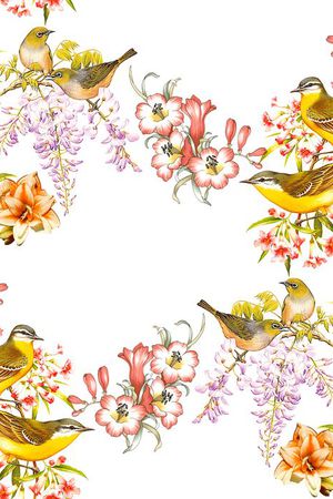 树鸟花卉印花华亿平台图片