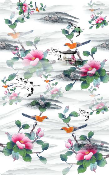 523803-中国风 水墨画  花卉